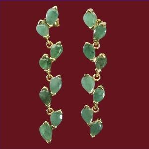 925 Sterling Silver Earrings with Natural Emerald 6x4mm Gems